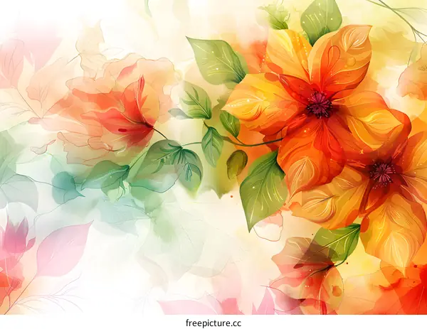 Hand-painted watercolor flower background image