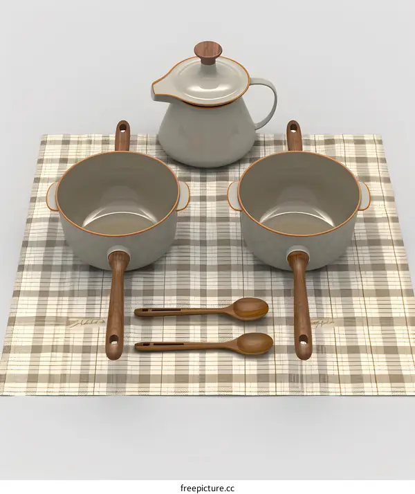 Ceramic Kitchenware Set With Wooden Handles