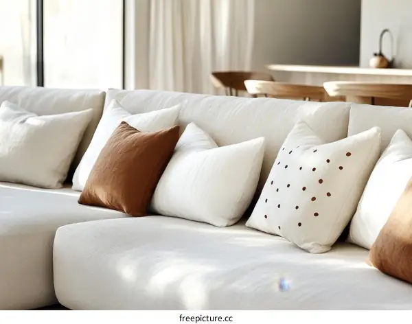 Modern Minimalist Living Room Sofa with Decorative Pillows