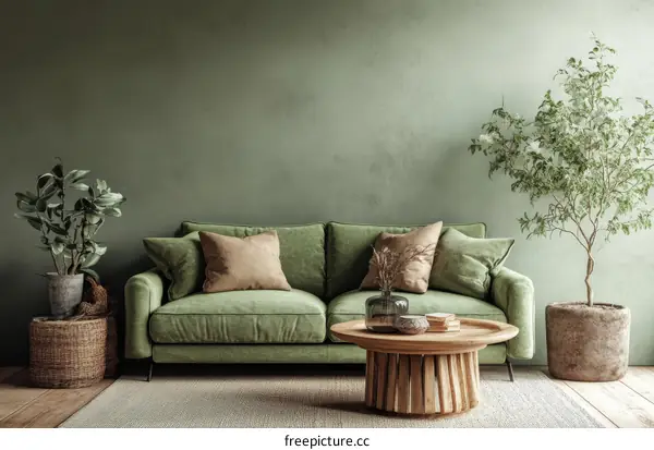Green Living Room Interior Design Illustration