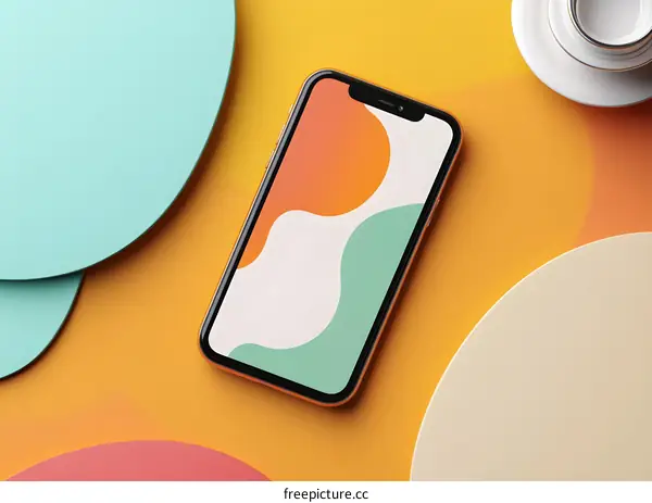 Modern Smartphone on Abstract Background