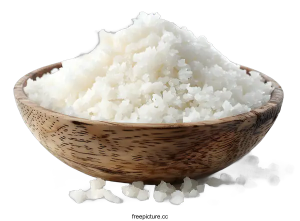 [Transparent Background PNG]A wooden bowl filled with sea salt
