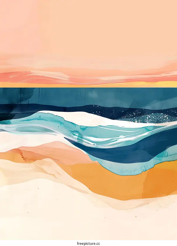 Abstract Ocean Sunset Artwork Painting