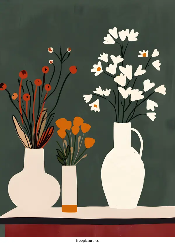 Abstract Flower Illustration with Green Background