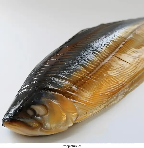 Smoked Herring Fish on White Background