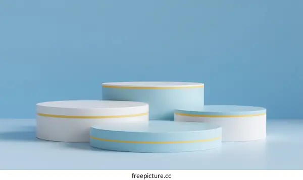 Minimalist Round Platforms on Light Blue Background for Display