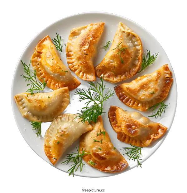 [Transparent Background PNG]plate of fried dumplings