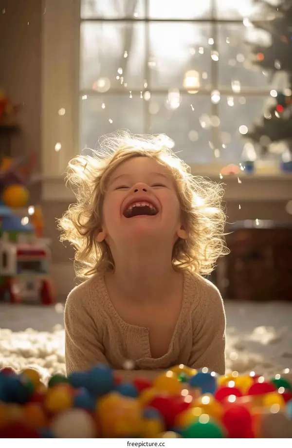 Little girl laughing with joy