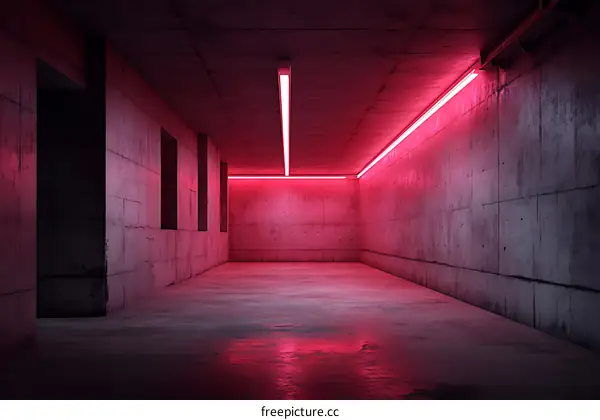 Neon Pink Concrete Tunnel Interior Design