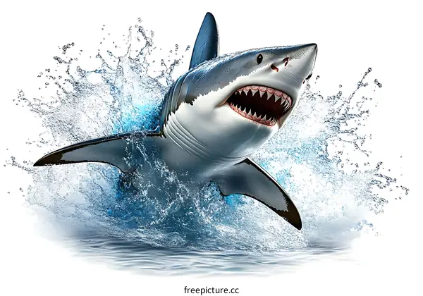 Great White Shark Jumping Out of Water