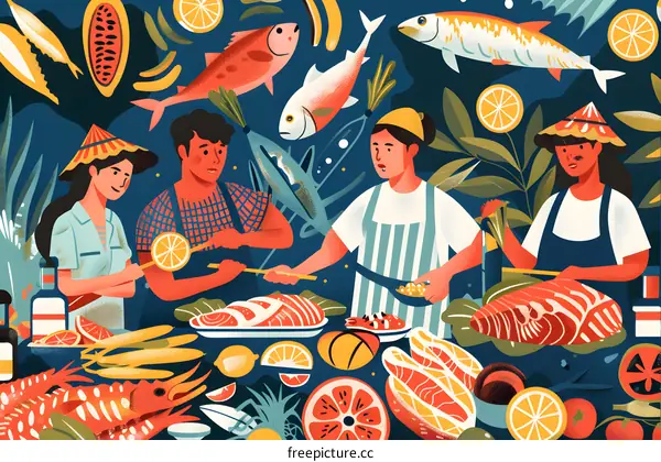 Fresh Seafood and Ingredients for Cooking