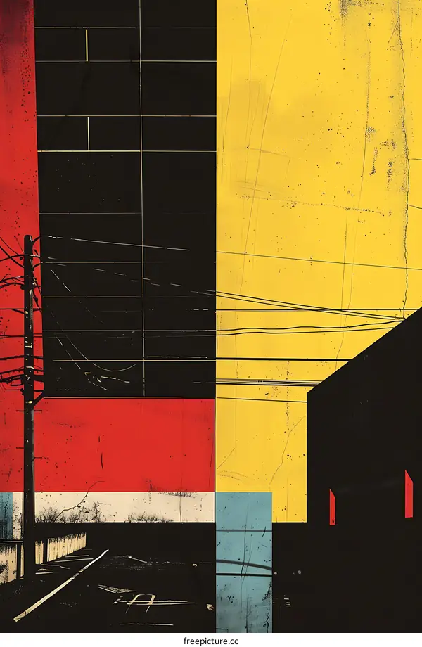 Abstract Art Illustration of Urban Landscape with Geometric Shapes