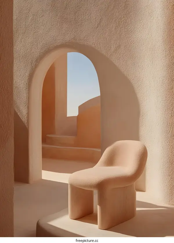 Minimalist  Modern Beige Chair  Indoor Design Interior  Architecture