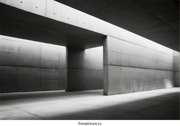Minimalist concrete architectural structure with clean lines and open space