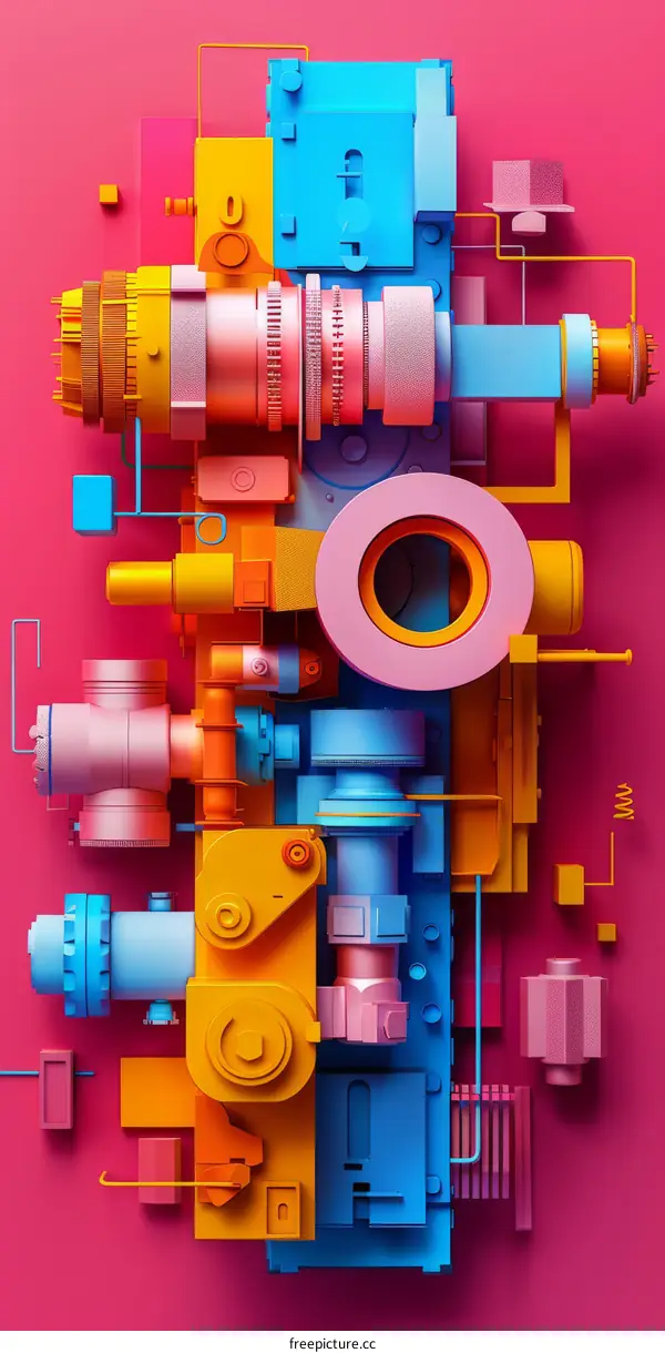 Abstract Industrial Machine 3D Rendering