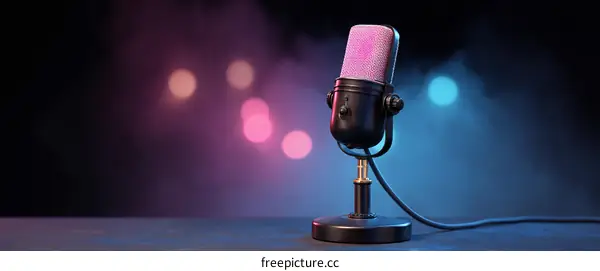 Vintage Microphone on a Stage Setting