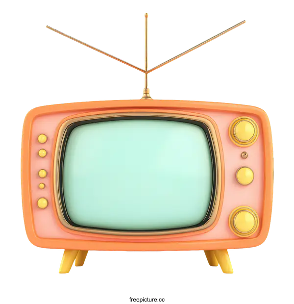 [Transparent Background PNG]Retro Television Illustration with Pastel Colors