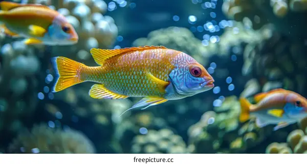 A Vibrant and Colorful Fish Swimming in the Ocean
