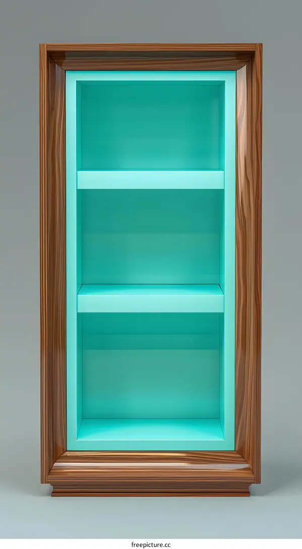 Turquoise Shelf With Brown Frame