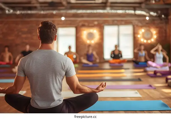 Yoga Instructor Leading a Group Class in a Modern Studio