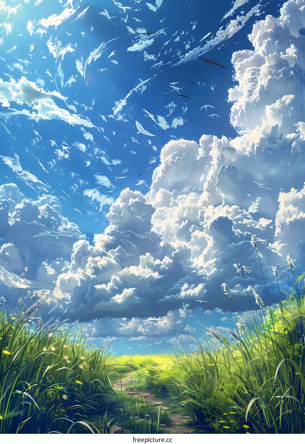 anime field cloudscape