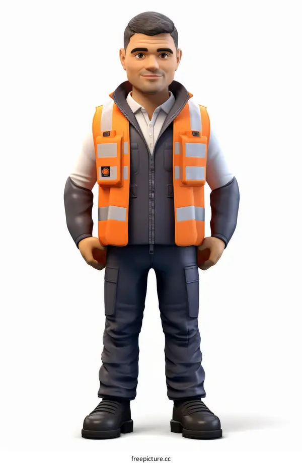 3D rendering of a man wearing a reflective vest