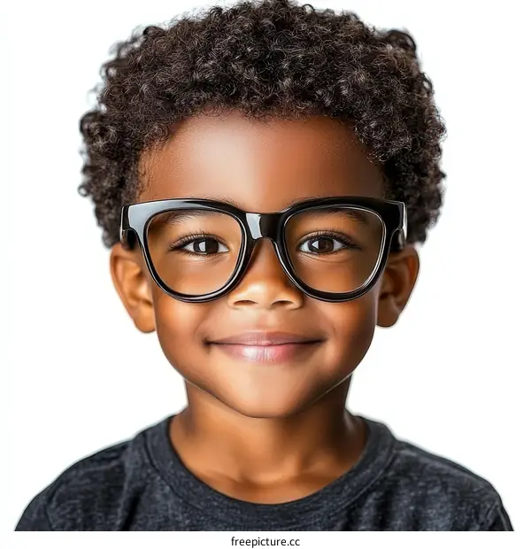 Smiling African-American Boy Wearing Glasses