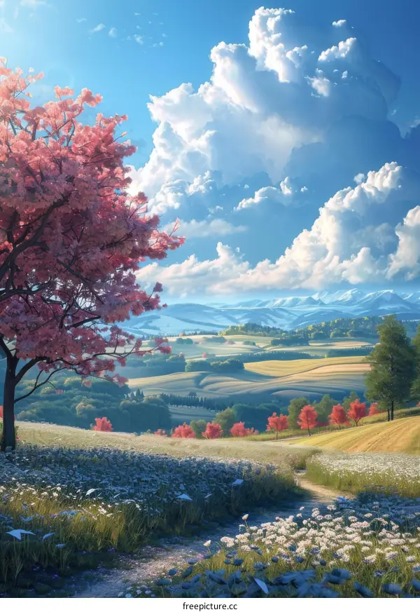 A Beautiful Spring Landscape Illustration