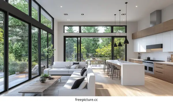 Modern Open Concept Living Area and Kitchen