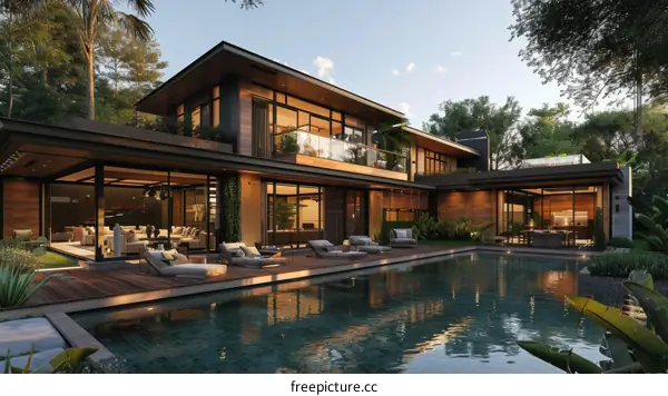 Modern Tropical Villa with Pool and Deck