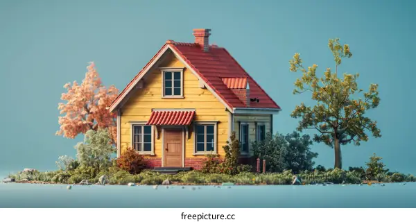 Charming Yellow Cottage with Red Roof