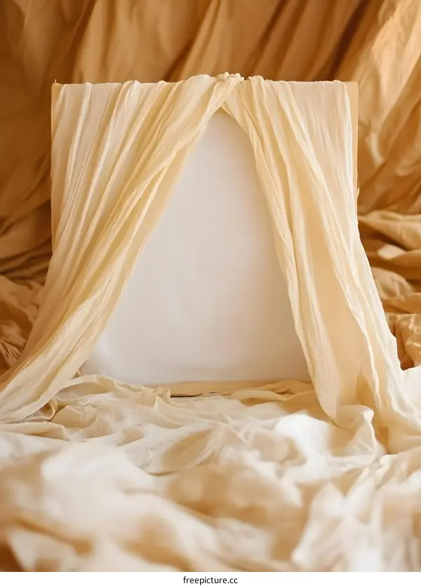 Beige Fabric Draped Over A White Surface