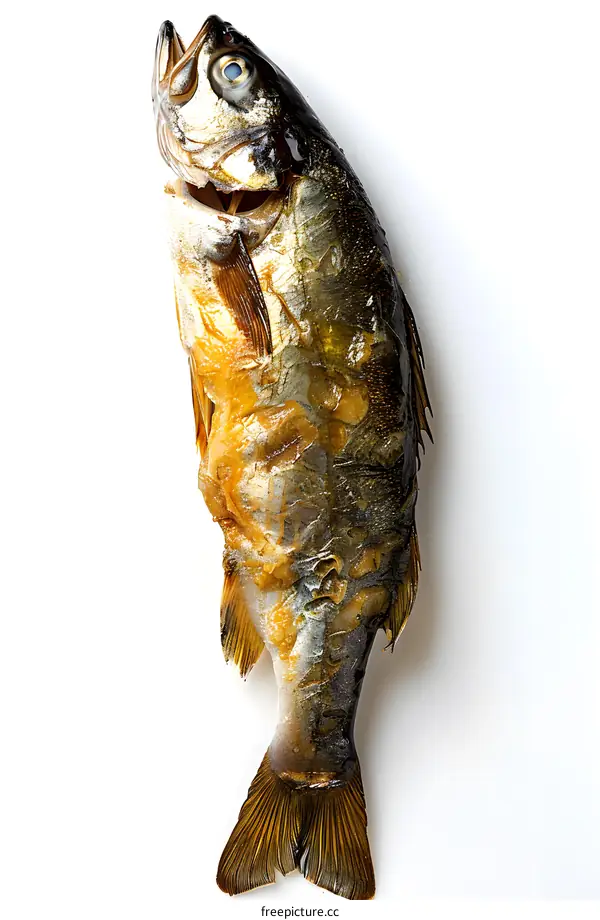 Grilled Fish on White Background