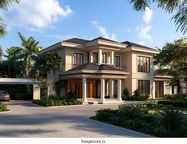 Modern House Exterior Design With Palm Trees
