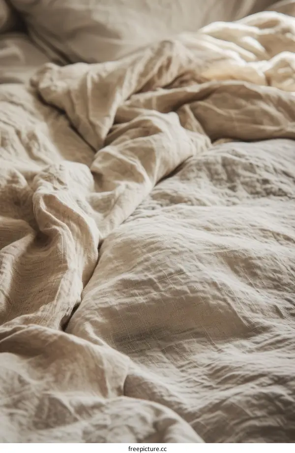 Bed linen made from organic cotton in a neutral color