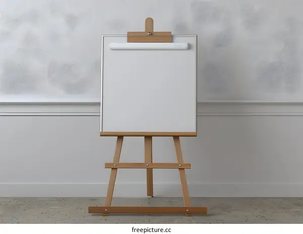 Blank Canvas On Easel Mockup In White Room