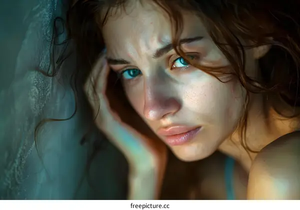 Portrait of a young woman with red hair and freckles