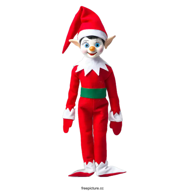 [Transparent Background PNG]Christmas Elf Toy Standing On White Surface