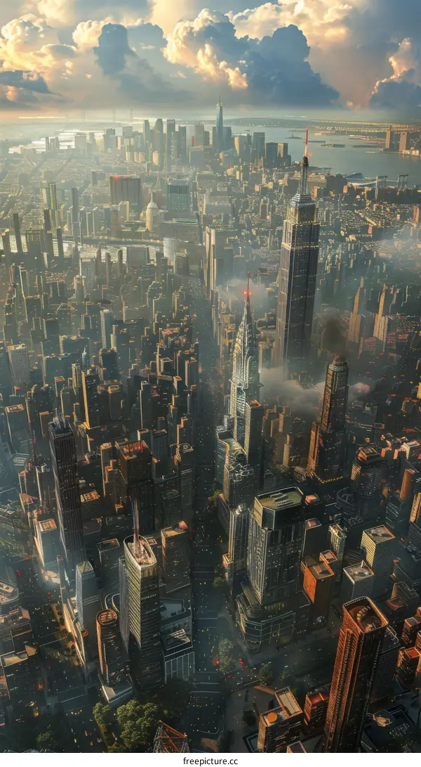 Aerial View of a Futuristic Metropolis