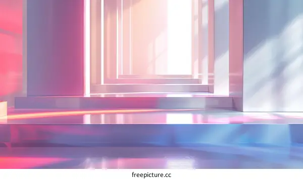 Modern Empty Room with Pink and Blue Lighting