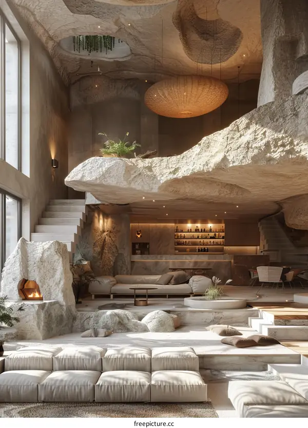 Modern Cave-Like Living Room Design