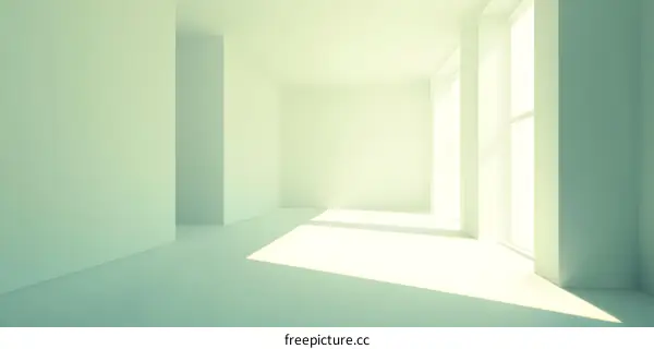 Empty Room With Windows And Sunlight