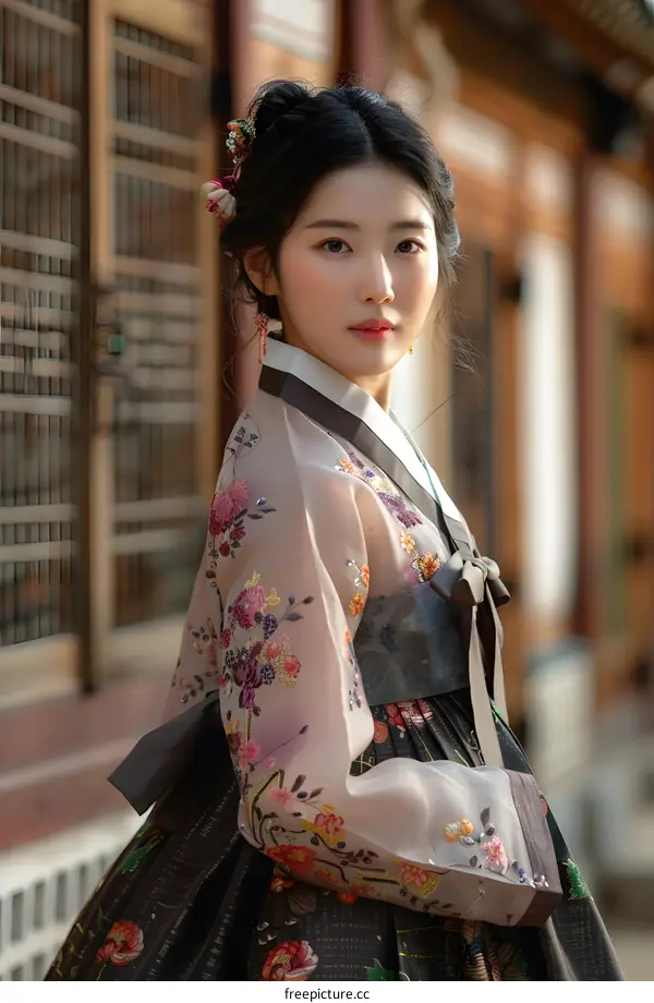Portrait of a young Korean woman in Hanbok