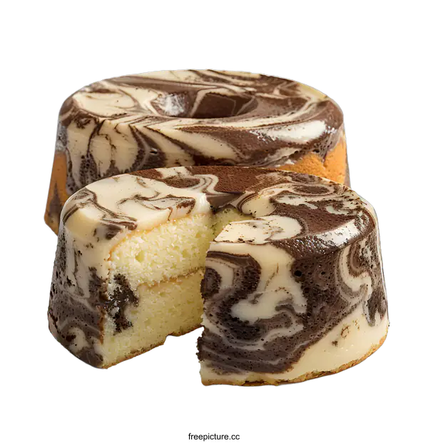 [Transparent Background PNG]Two Marble Cakes on White Background