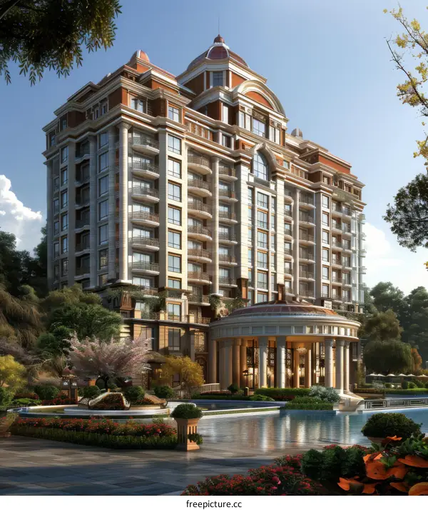 Luxury Residential High-Rise Building with Exquisite Garden