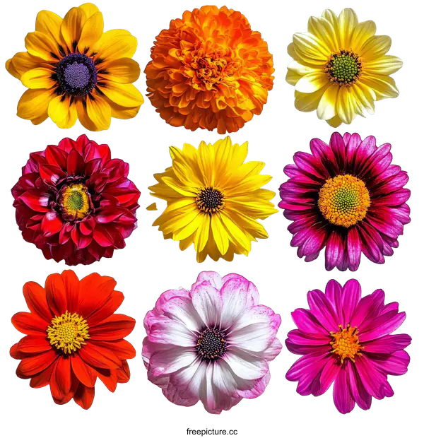 [Transparent Background PNG]Colorful Collection of Flowers
