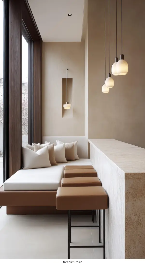 Modern Minimalist Lounge Area with Bar Seating