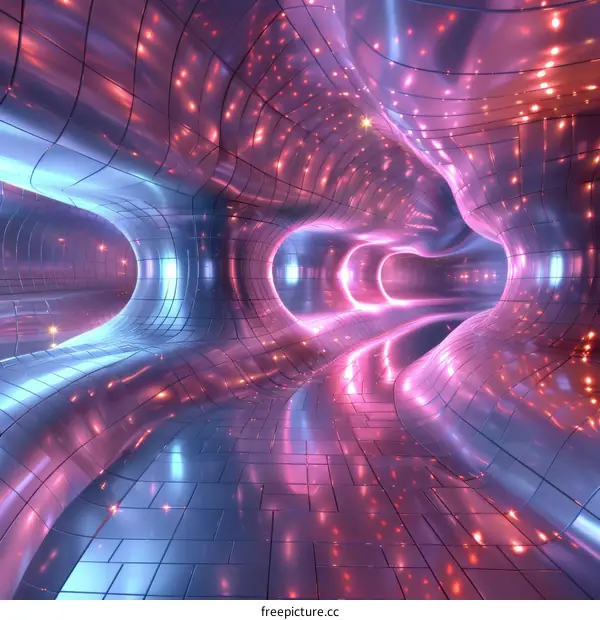 Pink and blue neon glowing futuristic tunnel