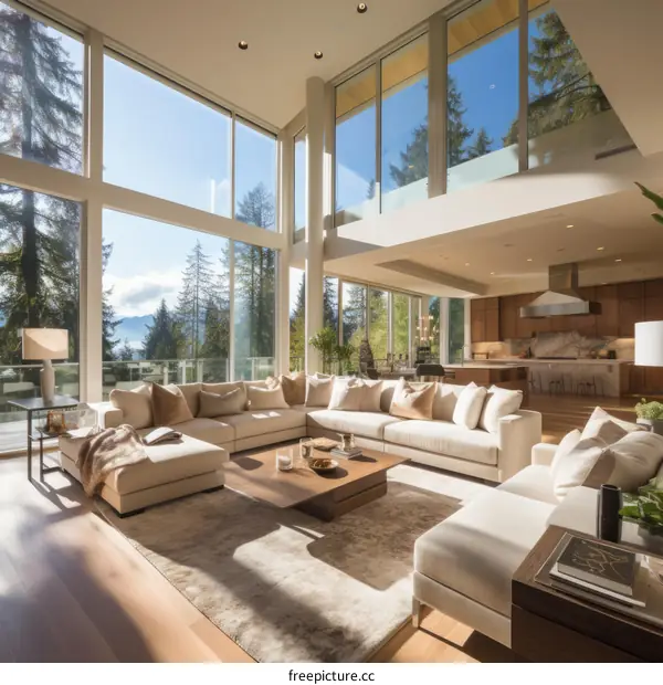 Modern Living Room with Large Windows and Airy Feel