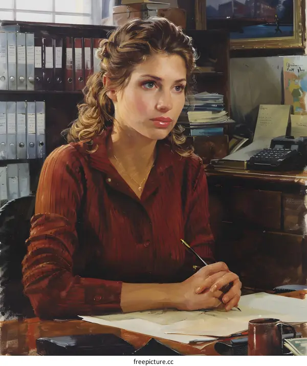 Woman at Work in a Home Office